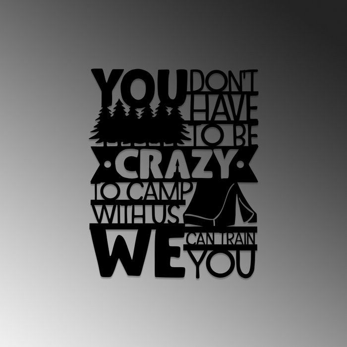 Wallity Camp With Us Escultura de Pared Negra de Metal